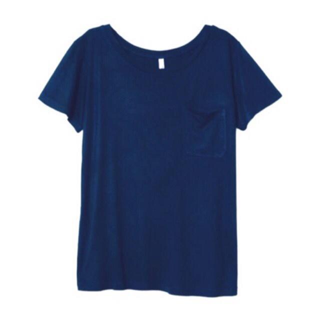 8.8 Kaos Wanita Hnm H&M Basic Pocket Tee Navy Original Murah Dongler Polos Exclusive