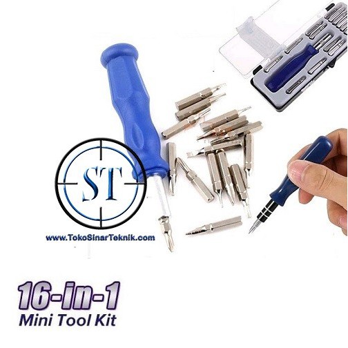 Obeng Set Multi Guna Jackly 16 in 1 Multifungsi Mini Tools Kit 16in1 Toolkit Screwdriver Handphone / Obeng Komputer Mobile Phone Repair