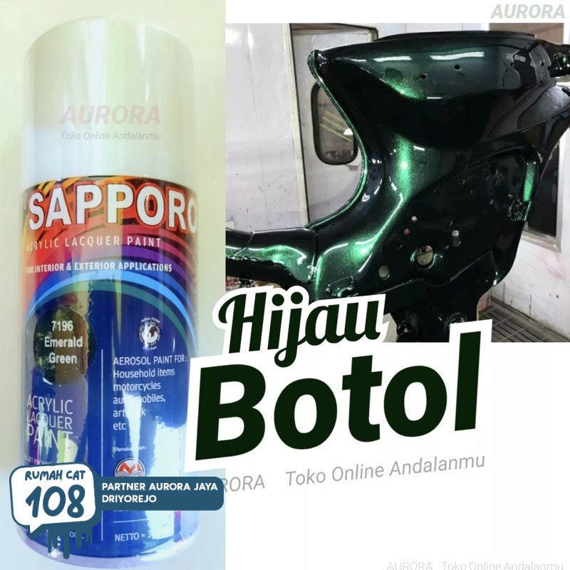 

Rumah Cat - SAPPORO EMERALD GREEN 7196 pilok pilox pylox cat semprot motor mobil sepeda | Rumah Cat Mobil dan Motol
