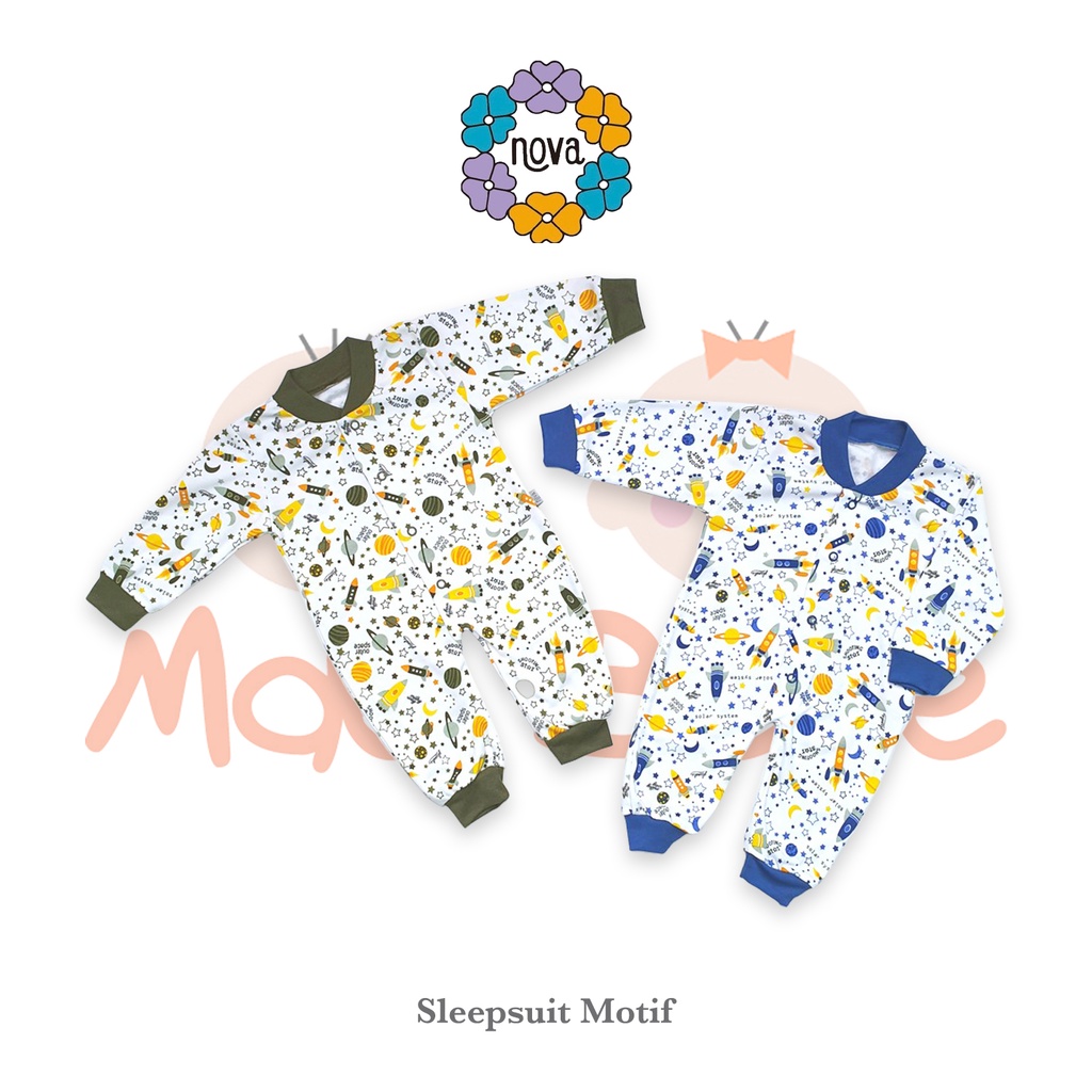 [Size 3-6] Nova Baby Sleepsuit Motif Jumper Bayi Panjang Buka Kaki-1