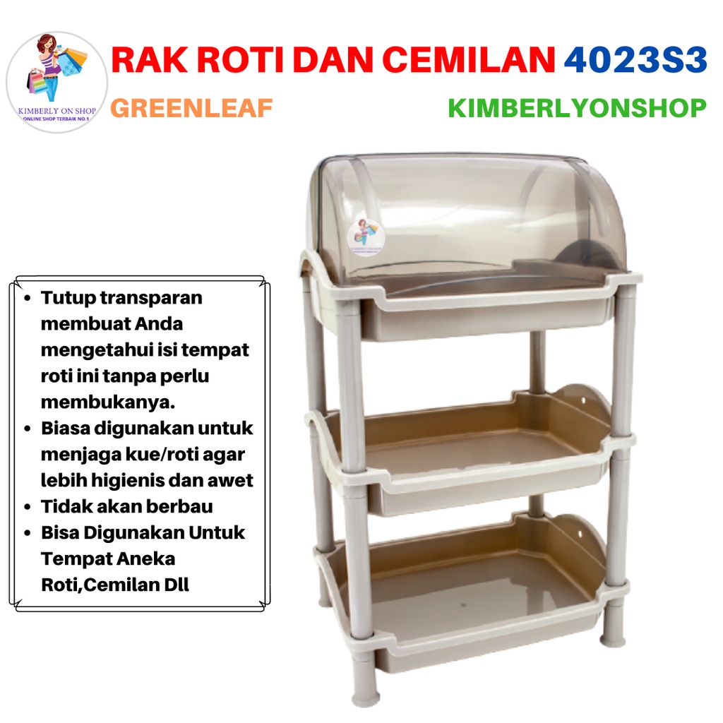 Rak Tempat Roti Serbaguna Plastik Susun 3 4023 S3 Green Leaf DELISH