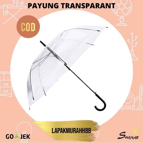 PAYUNG TRANSPARANT / PAYUNG PREWEDDING BENING / PAYUNG HUJAN SERBAGUNA PVC 8 BONE 75CM