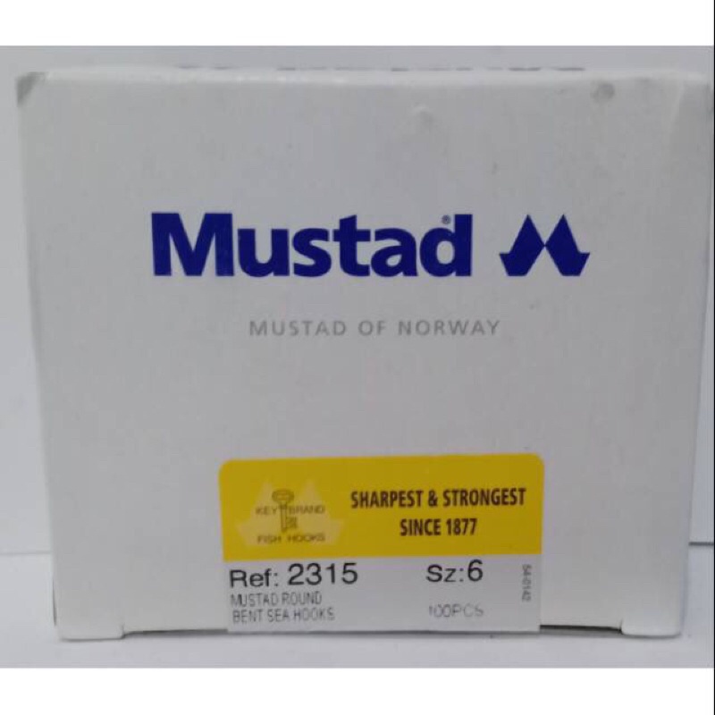 Mata Pancing Kail Mustad Round Bent Sea Hooks Tipe 2315 No 6 Tanpa Lubang