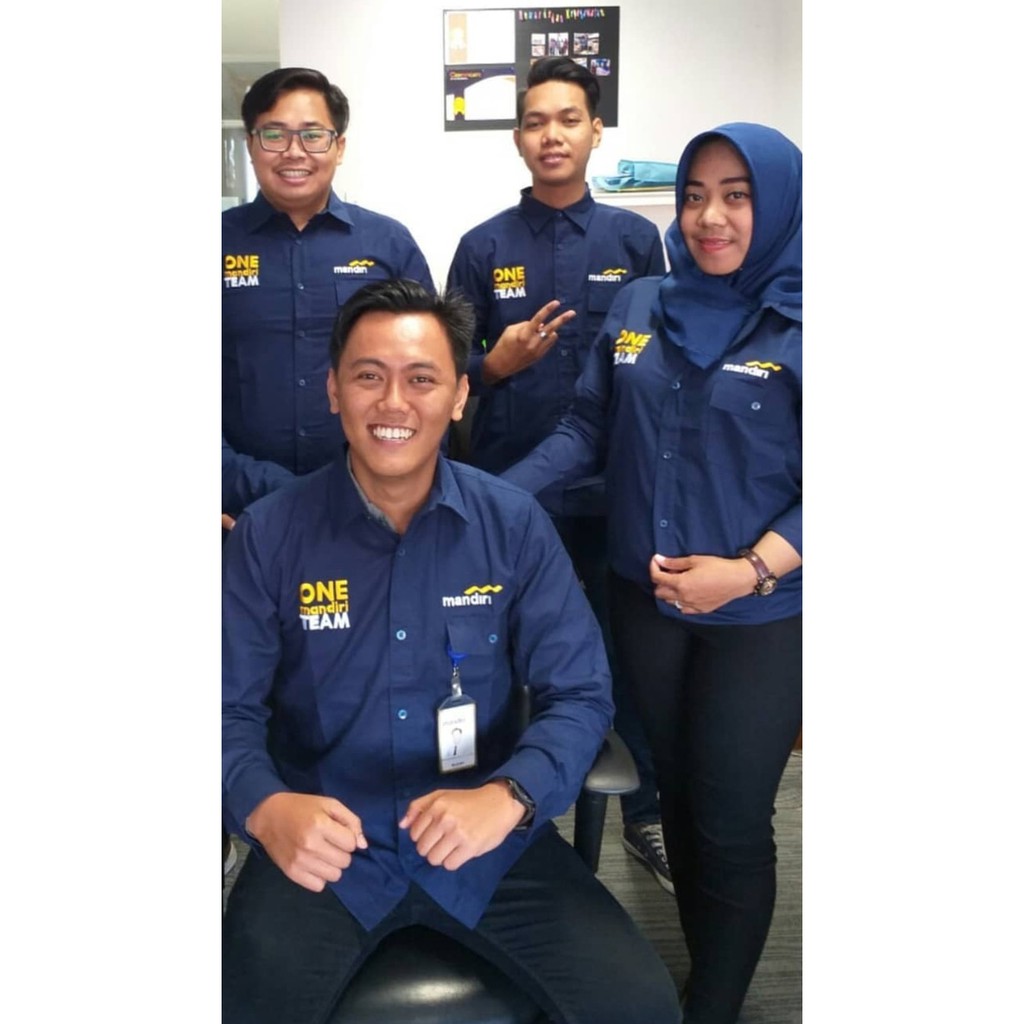 Kemeja Bank Mandiri Kantong Satu Pdl Seragam One Mandiri Team Lengan Pendek Baju Kerja Lapangan Cod Shopee Indonesia