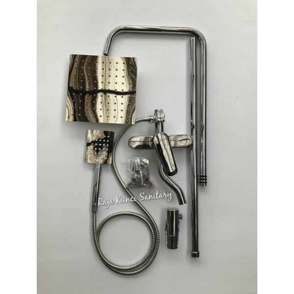 Shower Tiang Column Kotak Hitam Black/Shower Set Panas Dingin Stainless Chrome