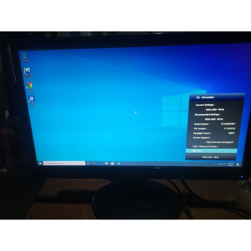 monitor led hp 20 in tipe 20wd bonus kabel power dan vga