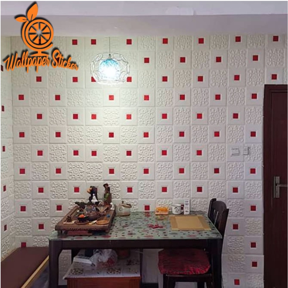 COD Termurah wallpaper foam batik kubik UK 70cm x 77cm wallsticker brickfoam Stiker Dinding Worldhome66