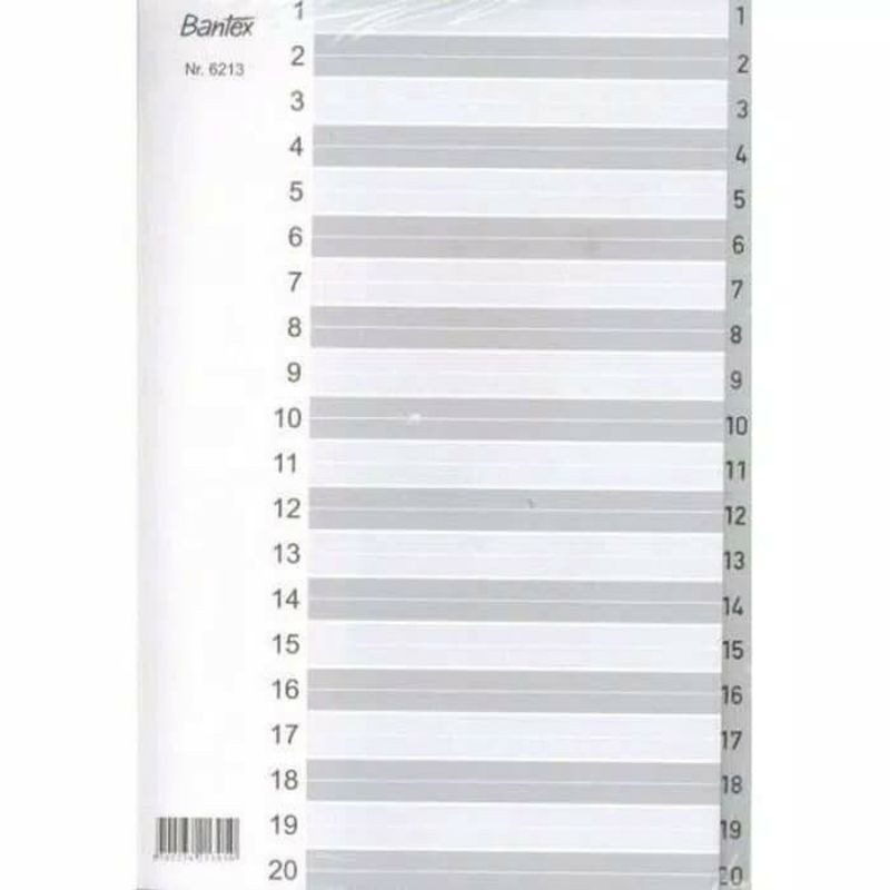 

Divider/pembatas file angka A4 1-20 Bantex 6213
