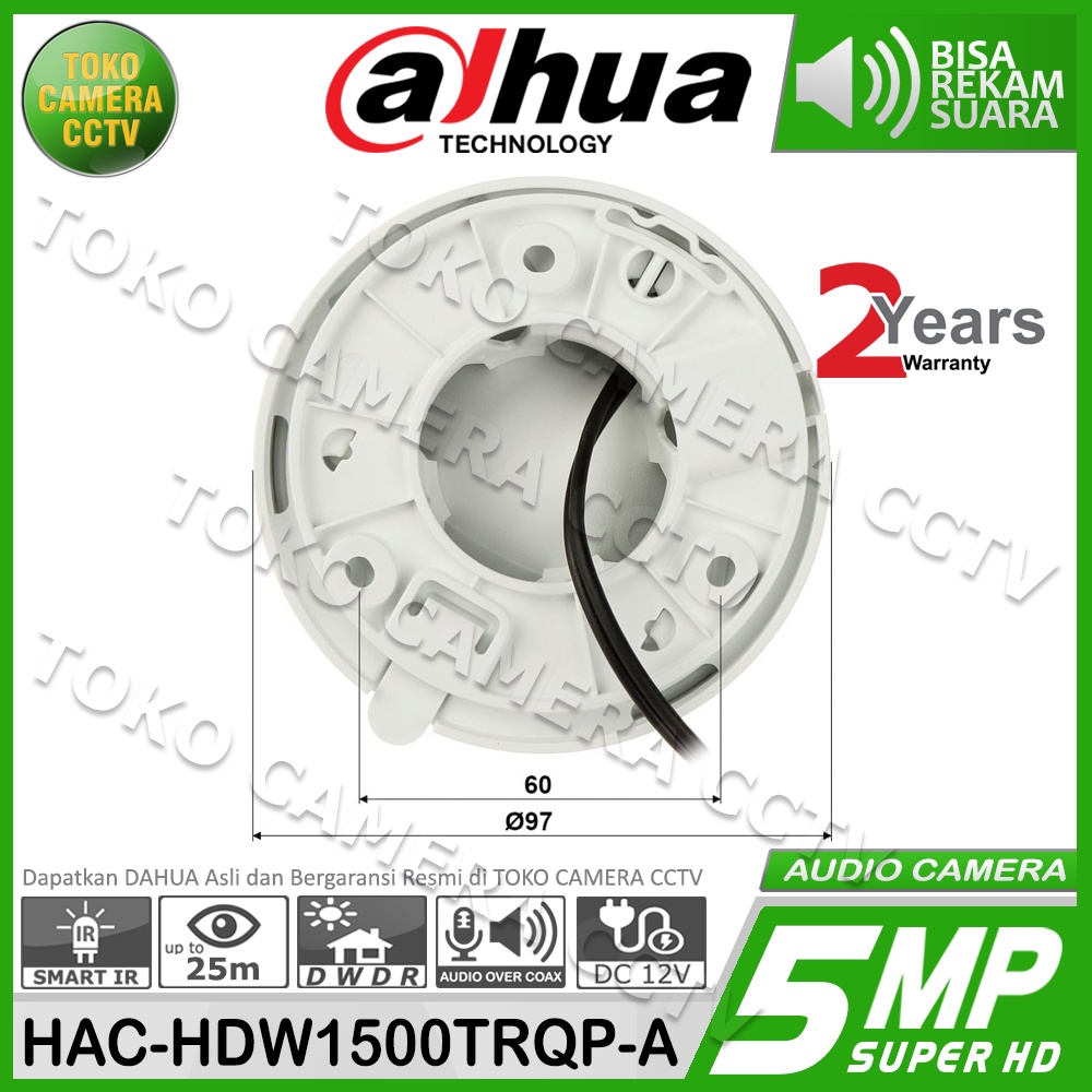 KAMERA CCTV INDOOR 5MP AUDIO DAHUA HAC-HDW1500TRQ-A BUILD IN MIC