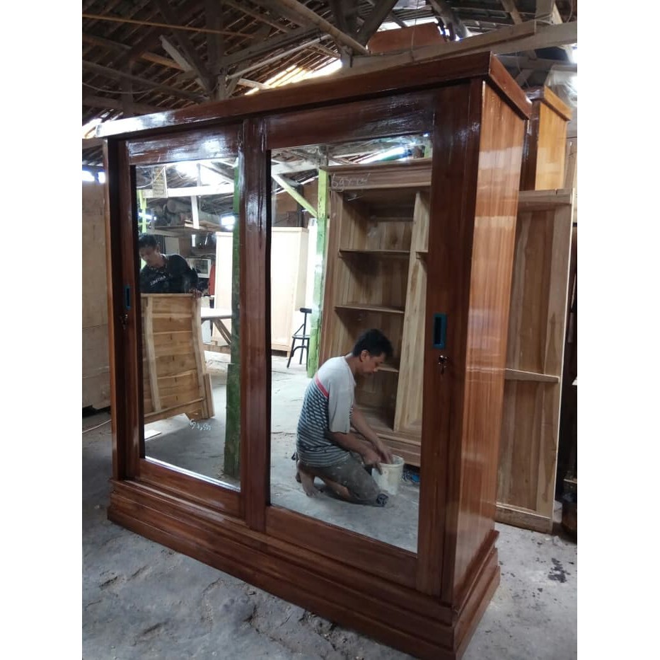 Lemari jumbo 2 pintu jati asli