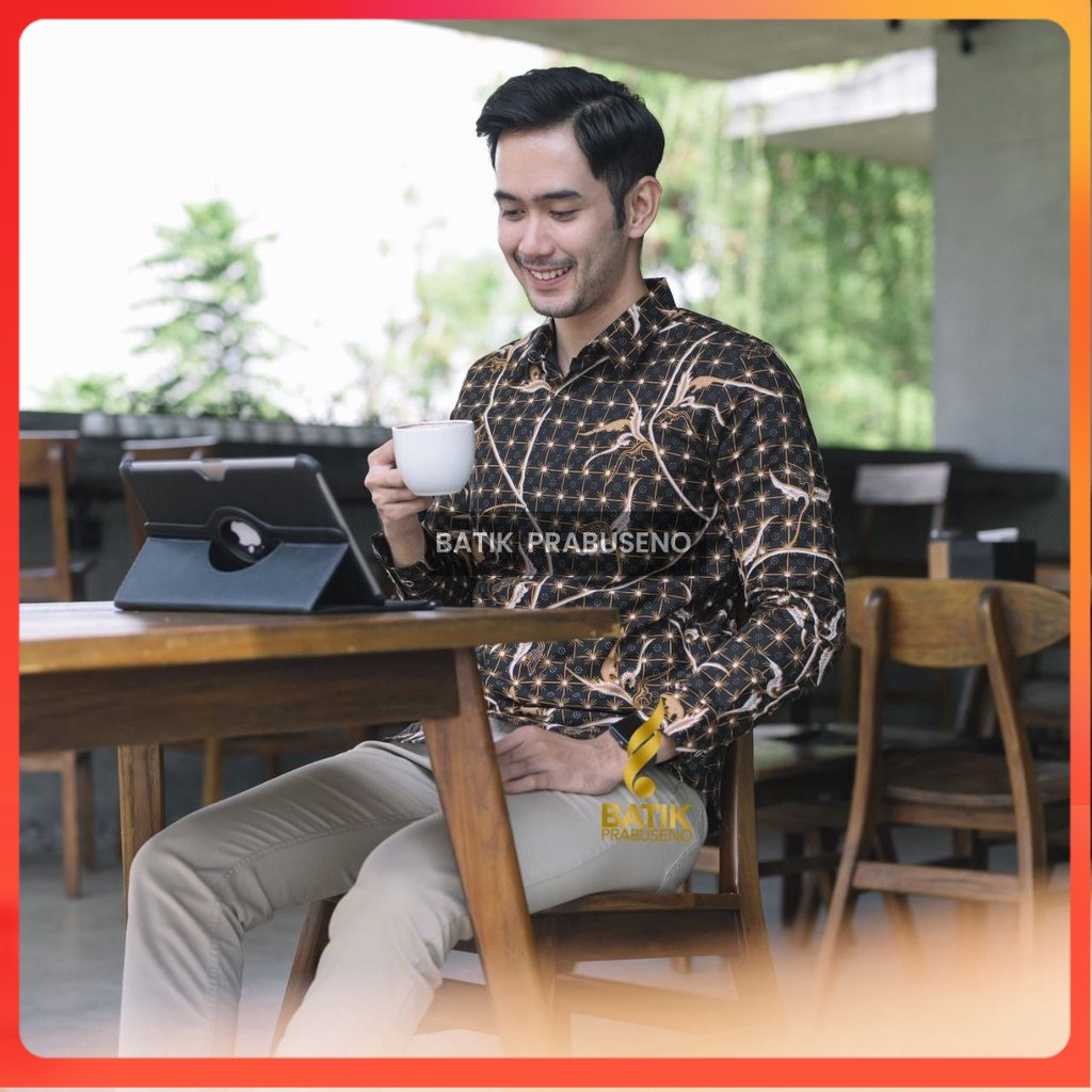 HARTADIKARA Kemeja Batik Pria Lengan Panjang Slim Fit Original Ori Prabuseno Full Furing Jumbo Moder