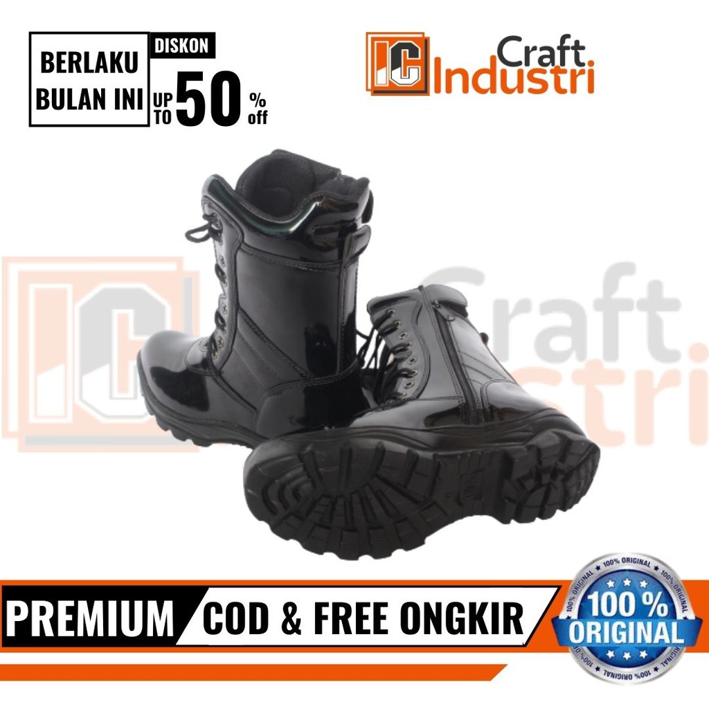 Sepatu PDL Moxxer TNI Security Satpam Polri Hitam Glossy Tali Resliting Sepatu Dinas PDL Lapangan Pria