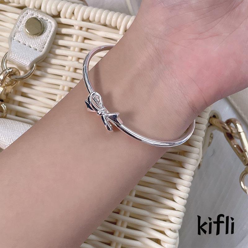 Gelang Model Terbuka Desain Pita Gaya Mewah Untuk Wanita