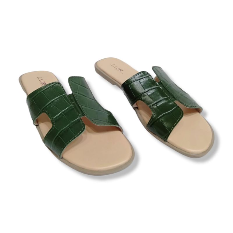 LWR leather Sandal Wanita Kulit Asli Warna Hijau