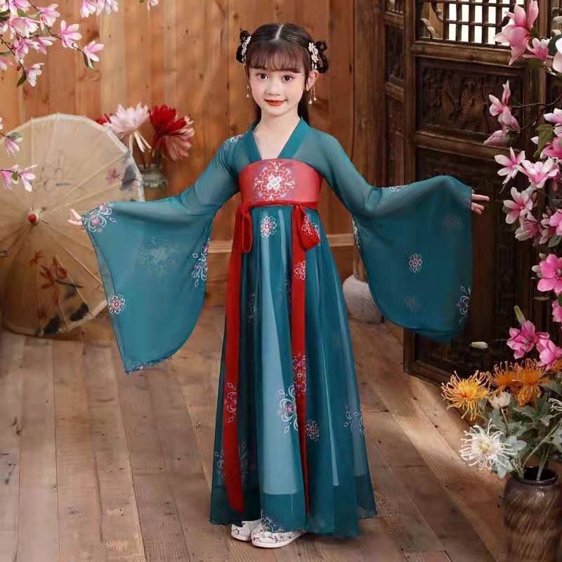 Girls' Hanfu autumn style thin style wide sleeve super fairy children's ancient costume Chinese styl