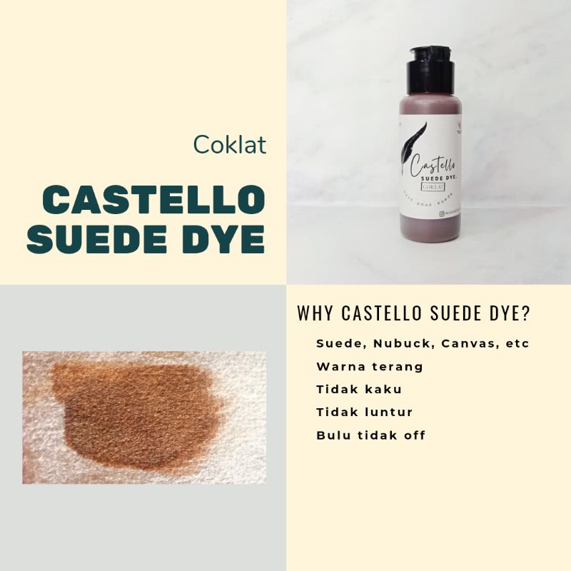 Castello Suede Dye COKLAT cat tas sepatu suede nubuck kanvas