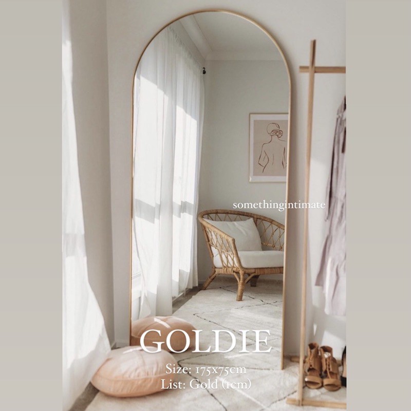 GRATISONGKIR - 150x50cm GOLDIE Standing Full Body Vanity Mirror Custom Cermin Rias Kaca Oval Meja