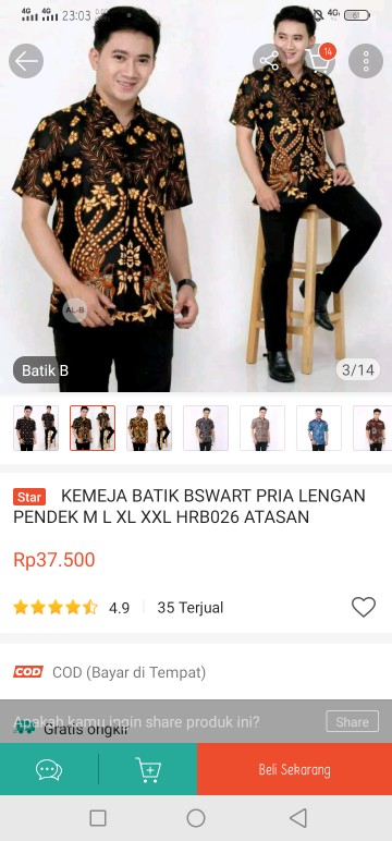 Kemeja Batik Bswart Pria Lengan Pendek M L Xl Xxl Hrb026 Atasan Fashion Pria Batik Distro