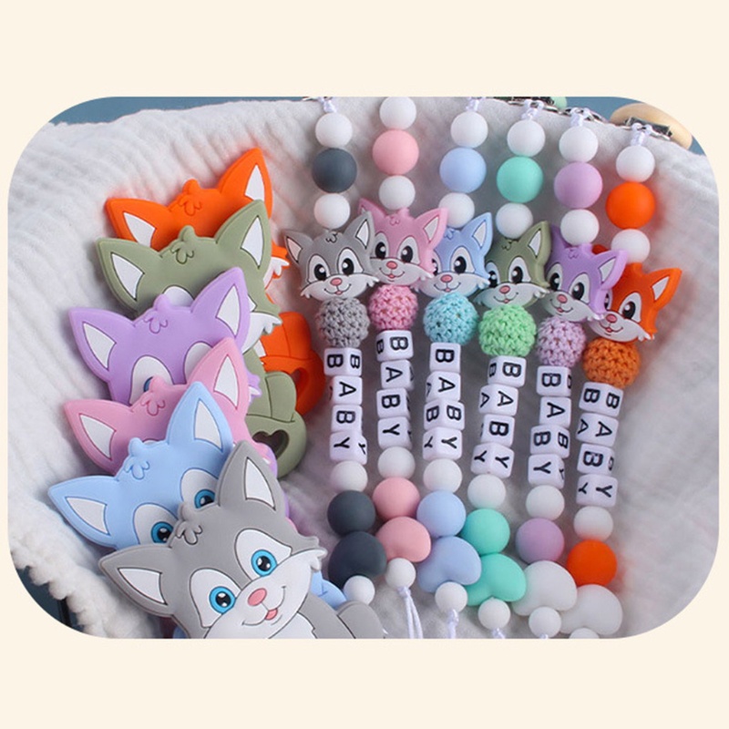 Mary 2pcs / Set Klip Rantai Holder Dot Empeng / Teether Bayi Bahan Silikon Motif Kartun Hewan