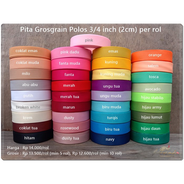 

PGP-605 : Pita Grosgrain Polos 3/4 inch (2cm) per ROL