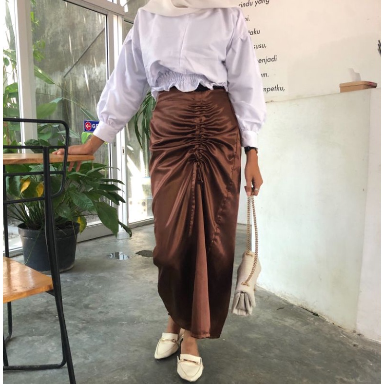 Rok satin serut | Rok serut | Rok satin | Hanna skirt | Korean skirt
