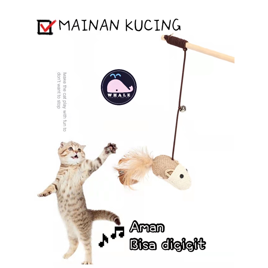 Mainan Kucing Stick Bulu Bola Pancingan Tikus Lonceng Tongkat Pancing Bulu Tikus