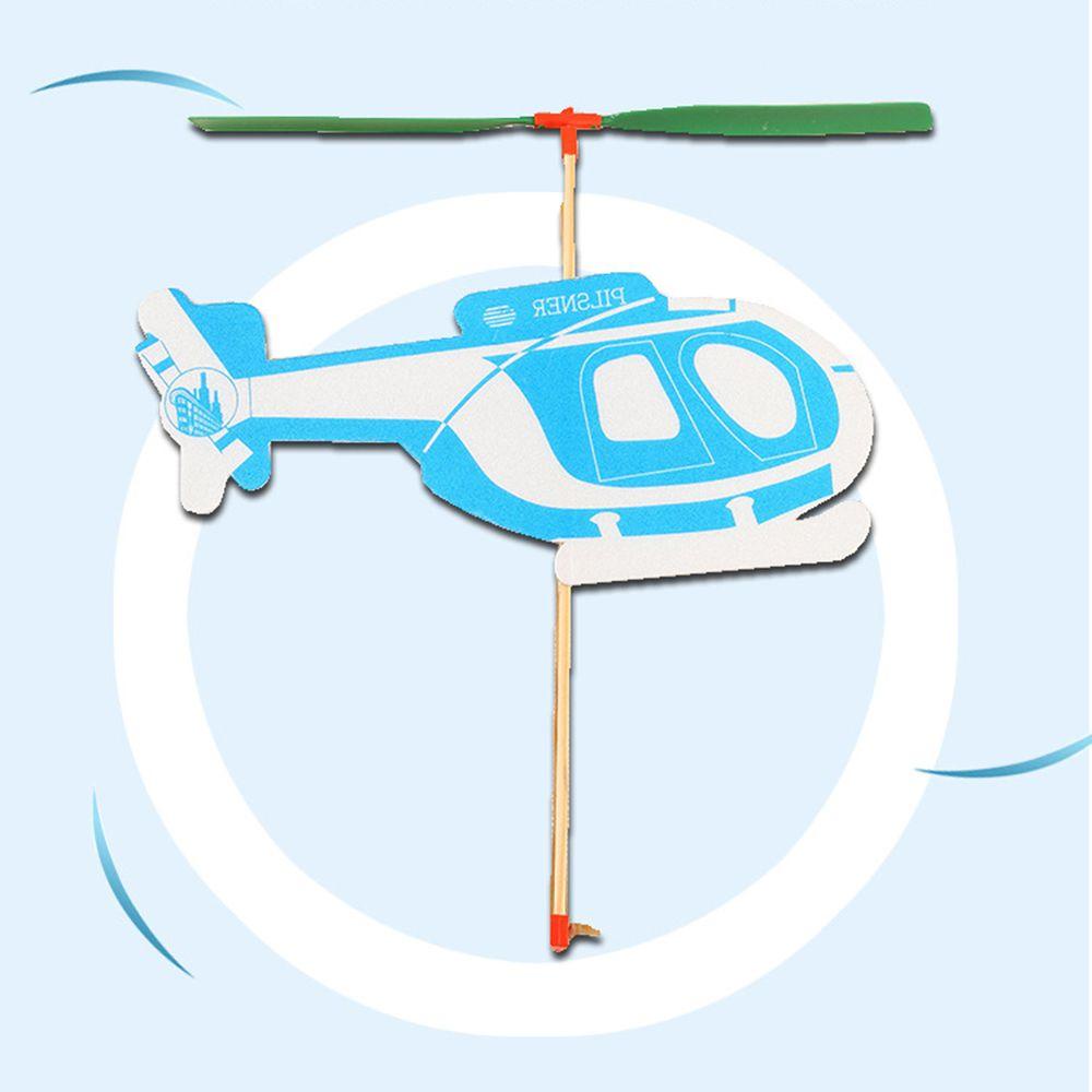 Top 2pcs Helikopter Glider Terbang Anak Kids Hadiah Lempar Tangan Model Pesawat Karet Gelang Power