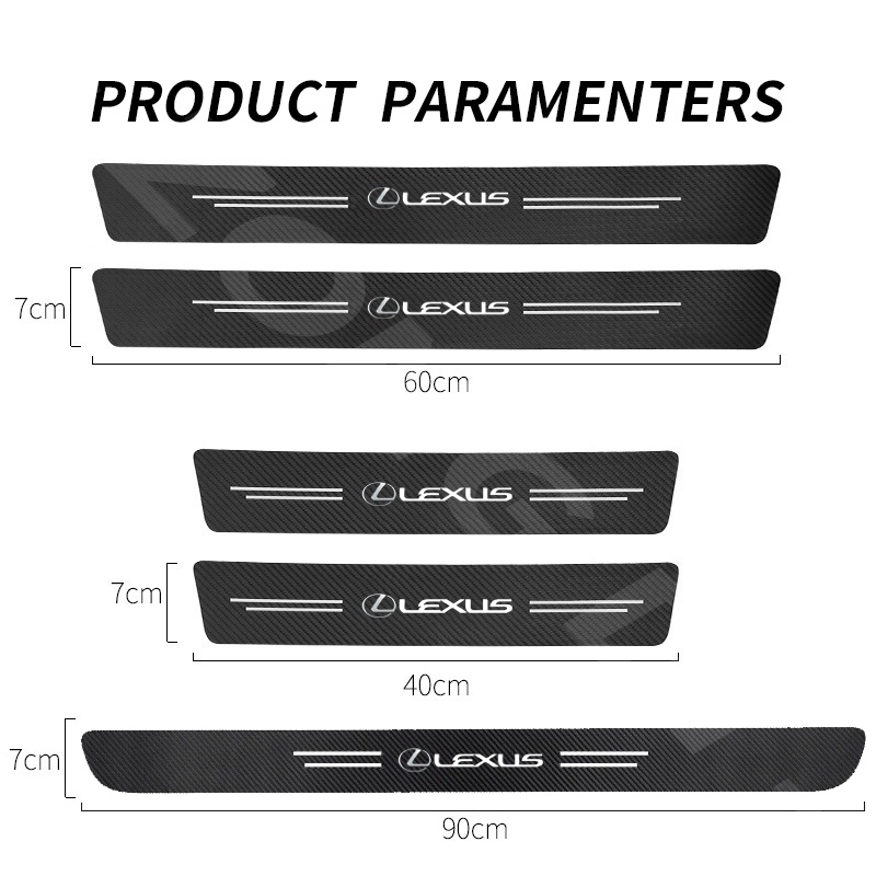 Lexus 9Pcs Stiker Pintu Mobil Carbon Fiber Sill Protection Auto Anti Gores Anti Slip Untuk LX570 CT200H NX250 rx 570 RX300 RX350 LX470 IS NX ES