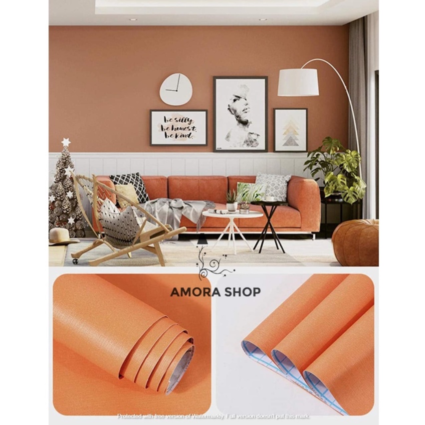 Wallpaper Dinding Polos Orange 10m X 45cm