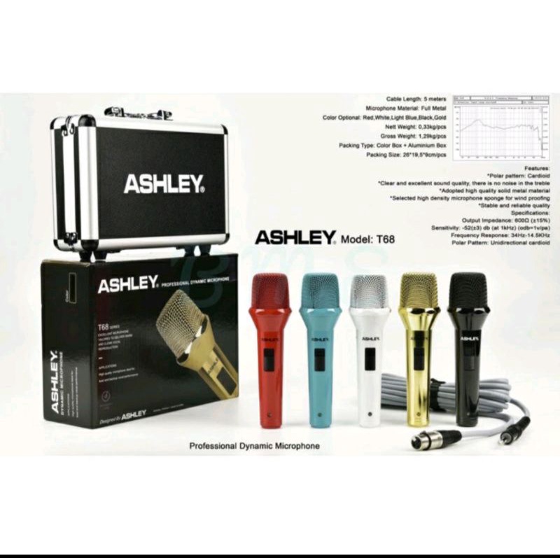 MIC KABEL ASHLEY T68 MICROPHONE VOCAL PROFESIONAL