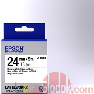 Epson label 24mm black on white 9m labelworks tape cartridge LK-6WBN
