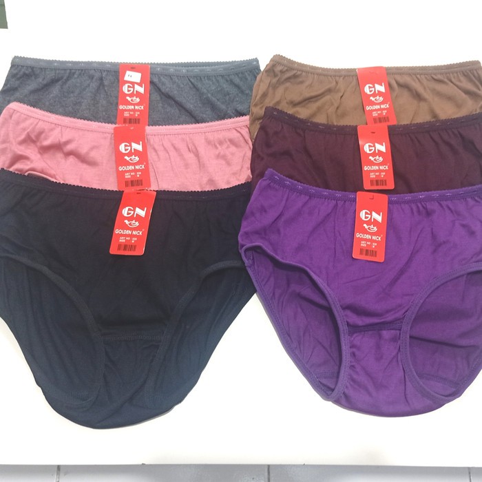 SET 6 Celana Dalam Wanita Warna Bold - CD GOLDEN NICK - Pakaian Dalam - Underwear M L XL XXL