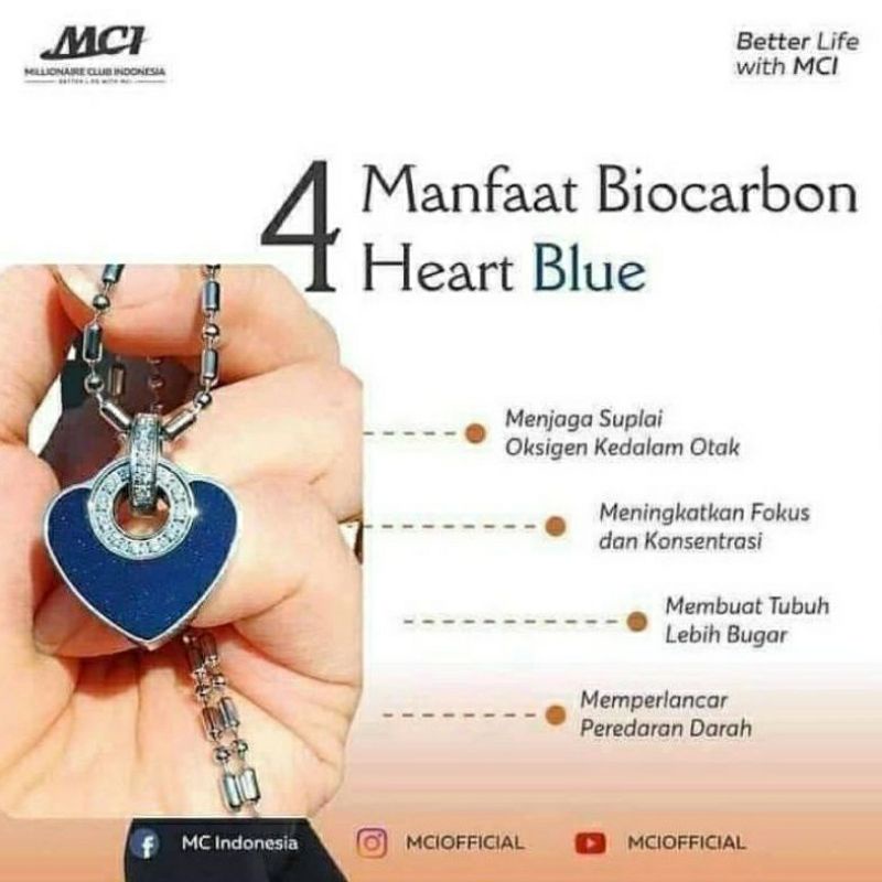 KALUNG KESEHATAN MCI BIOCARBON HEART BLUE /OFFICIAL MCI/MCI/KALUNG MCI ASLI/BLUE HEAR