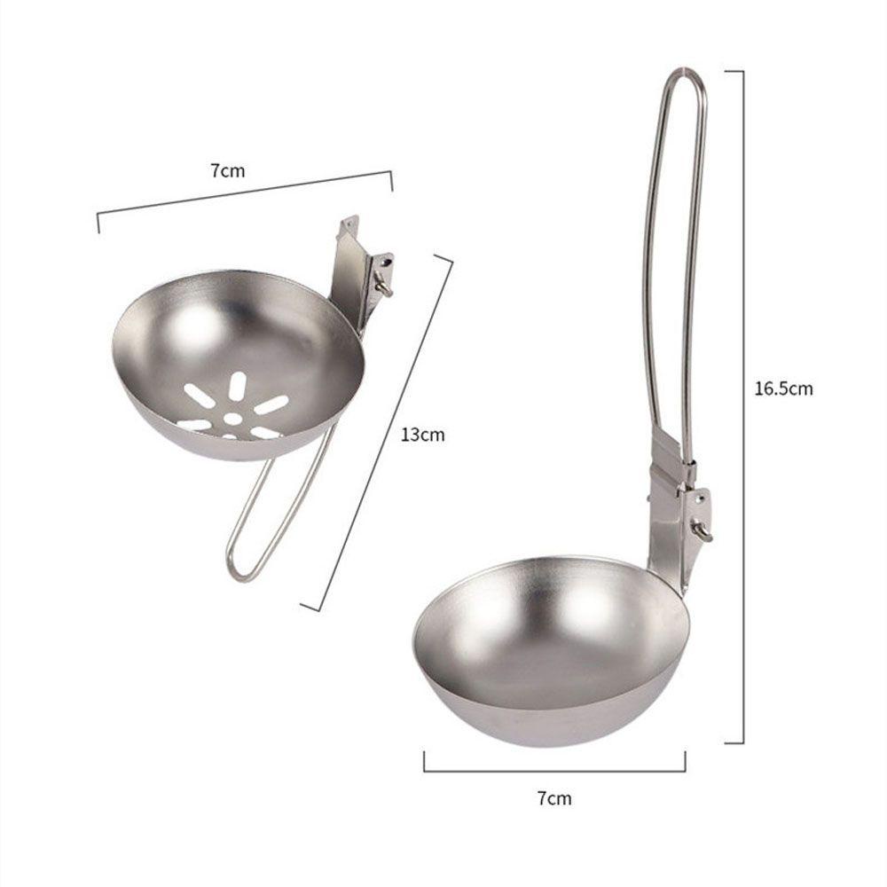 Lanfy Sendok Titanium Murni Alat Dapur Kitchen Anti Karat Lipat Slotted Spoon Camping Soup Ladle