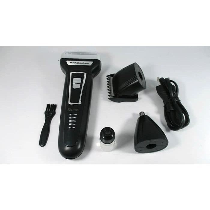 Rambut Alat Cukur Kumis Jenggot Multifungsi 3 In 1 Shaver Kemei KM 6558 Hitam