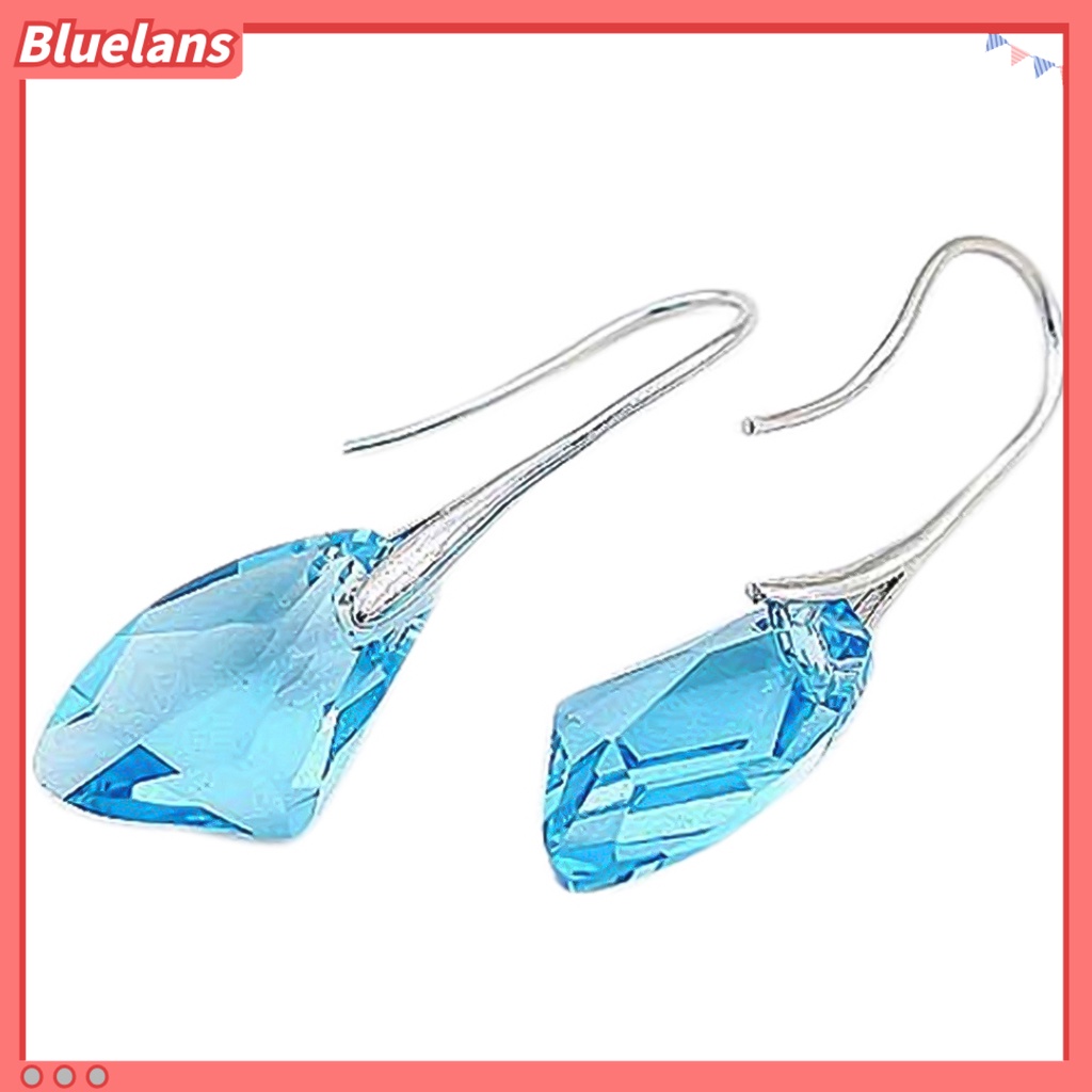 Bluelans Hook Earrings Irregular Cut Rhinestone Dangle Women Piercing Earrings Jewelry