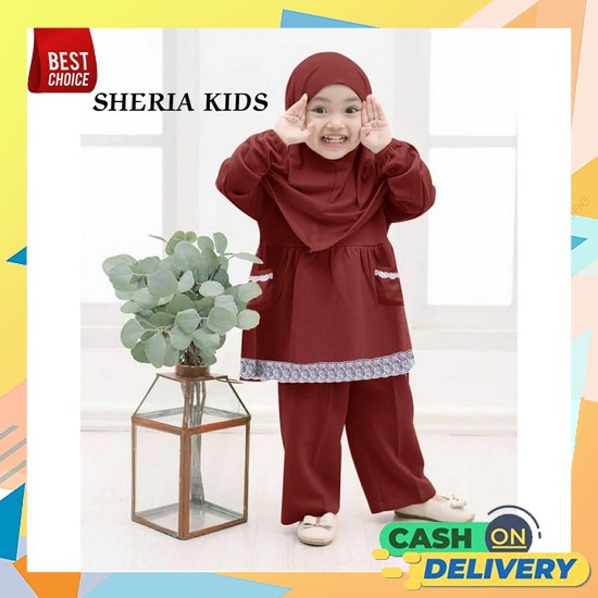 Baju Gamis Muslim Set Hijab Syari Kids Anak Perempuan Premium Branded Terbaru 2022 Sheryl Kids Baju 