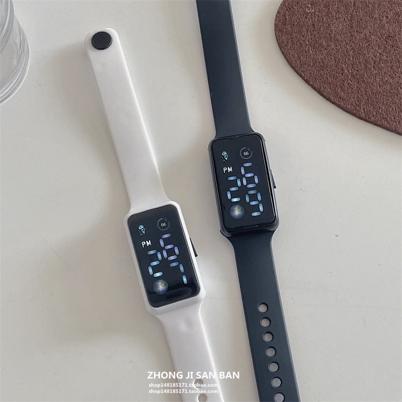 COD fashion digital karet elektronik persegi panjang lampu LED putih untuk anak laki-laki dan perempuan M165