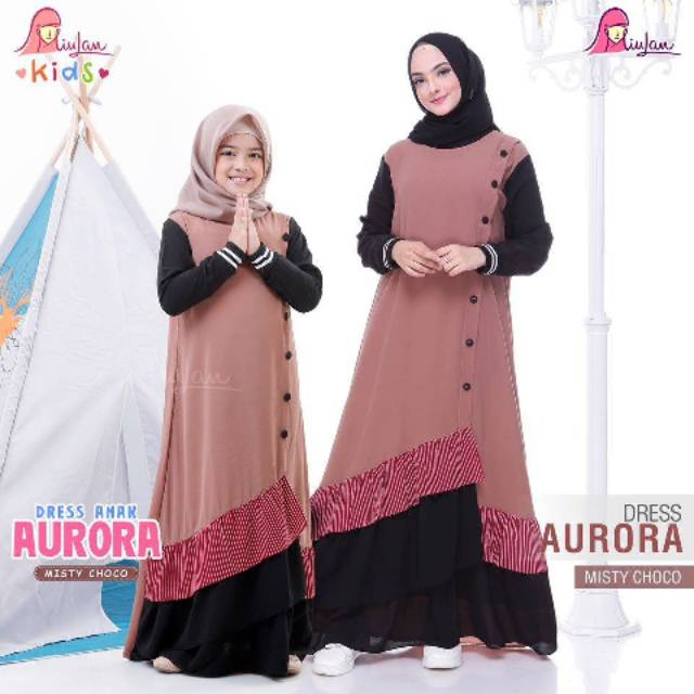 Dress Muslim Couple Miulan Dress AURORA Couple Gamis Ibu dan Anak Terbaru