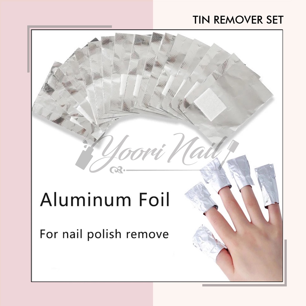 Tin remover set 100pcs nail remove tin paper penghapus kutek / nail polish / gel polish