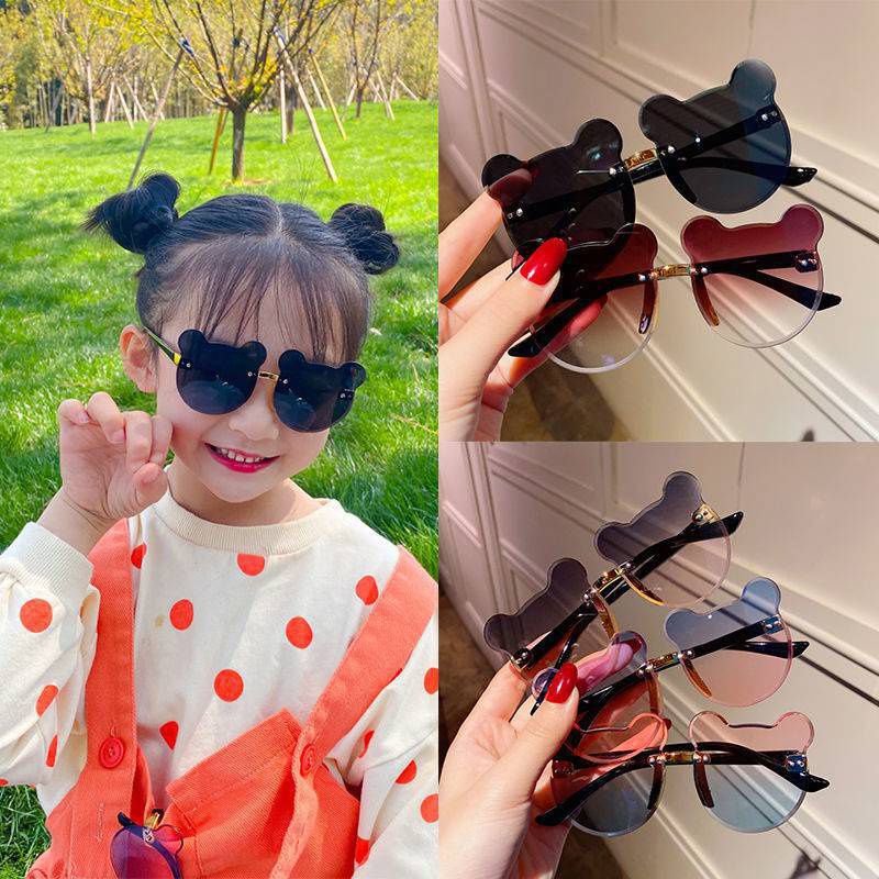 Kacamata Anak Beruang Bear Hitam Shape Gaya Korea Black Korean Sunglasses