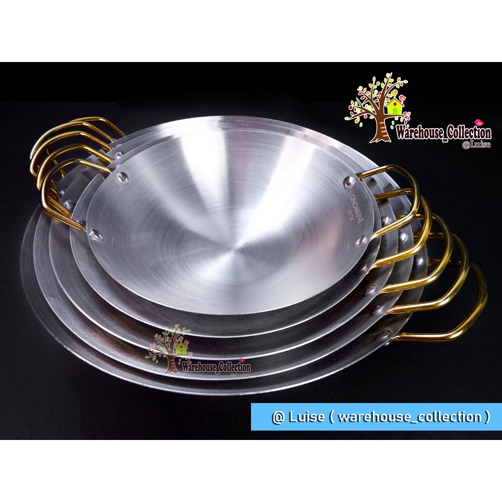 Wajan stainless tebal gagang gold | silver l Kuali stell Ukuran 24cm - 32cm / Wajan / Kuali / Penggo