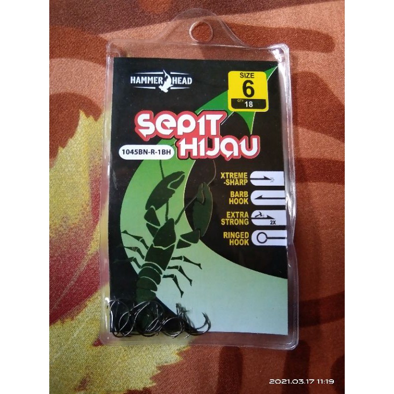 Mata Pancing Udang Sepit Hijau No 6