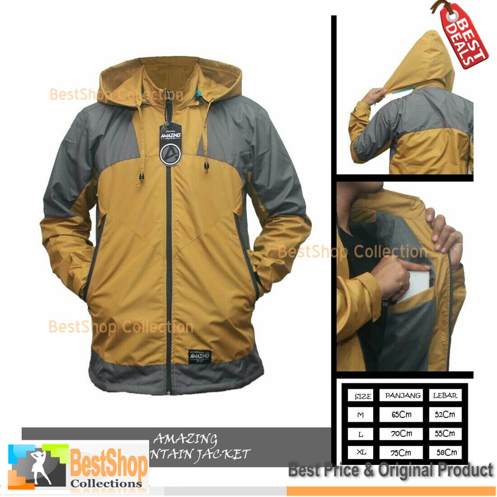 JAKET OUTDOOR WATERPROOF / JAKET ANTI ANGIN UNISEX - ADV KUNING