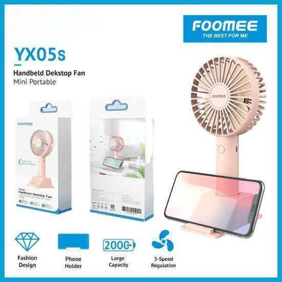 Kipas Angin Tangan FOOMEE YX05S + Phone Holder Stand Portable Mini Fan Handheld Desktop Dudukan HP