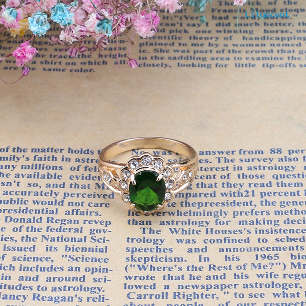 Ls Cincin Wanita Hias Emerald + Berlian Imitasi Gaya Vintage Untuk Pesta / Club / Hadiah