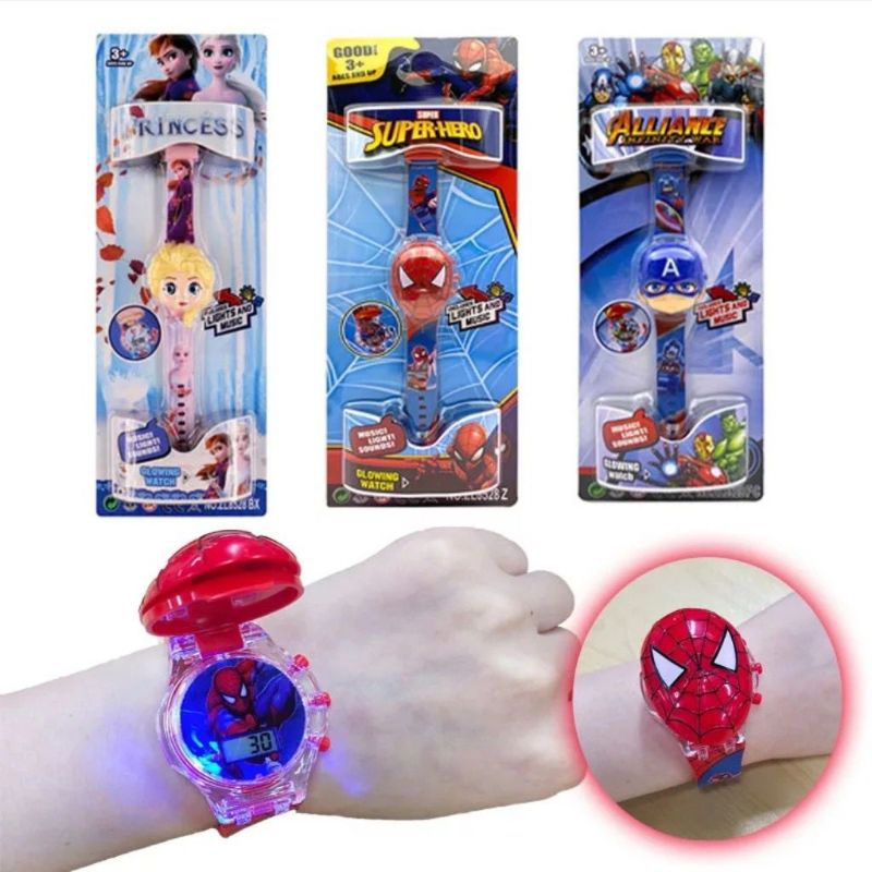 Jam Tangan Anak Musik Lampu Motif Karakter minne spiderman LOL