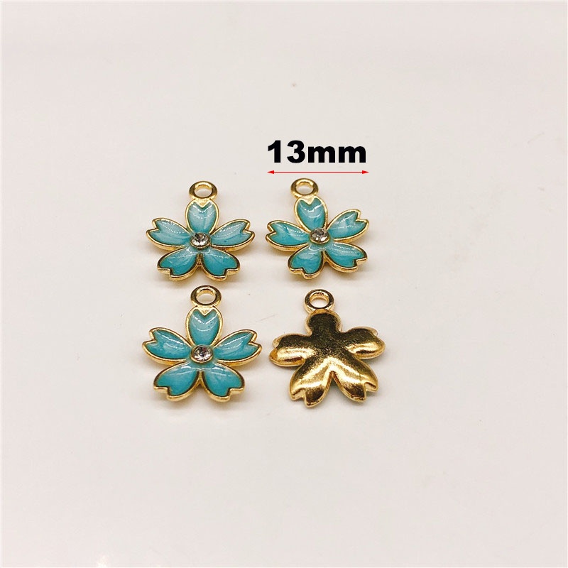 4pcs Manik-Manik Enamel Bentuk Bunga Bahan Alloy Metal Untuk Membuat Perhiasan Gelang Handmade DIY