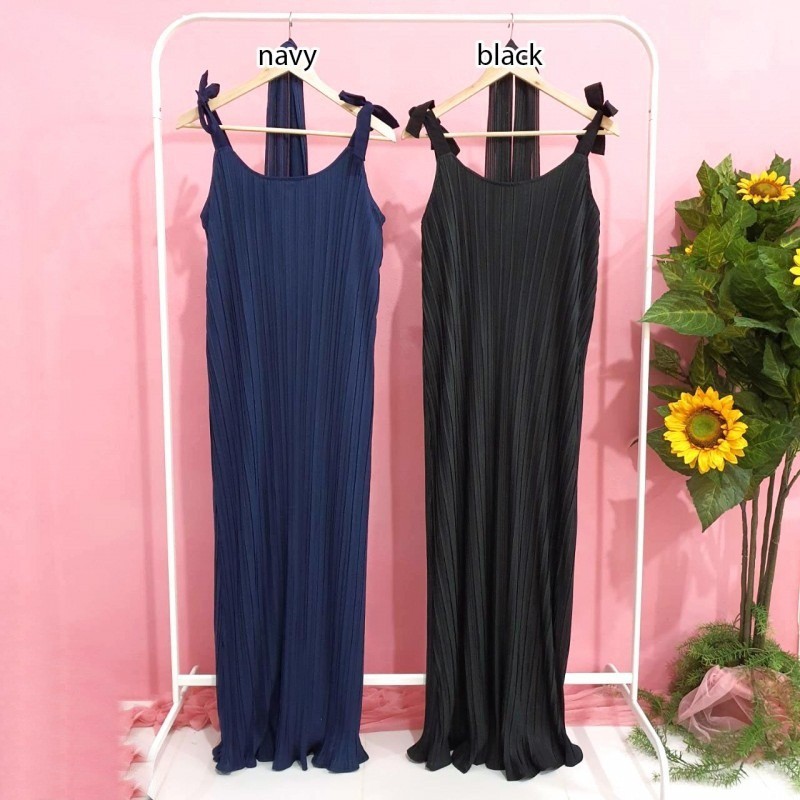 [baju wanita korea]  Party Long Dress Maxi Plisket Gaun Pesta Wanita Korea Import