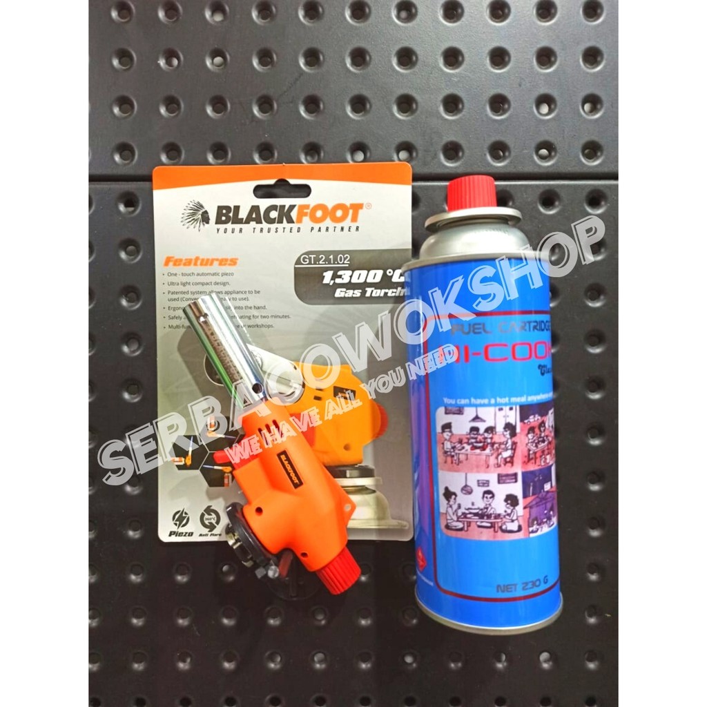 Blackfoot Paket Gas Torch Anti Flare + Gas Hi cook Portable Serbaguna Siap Pakai KHUSUS AREA JAWA